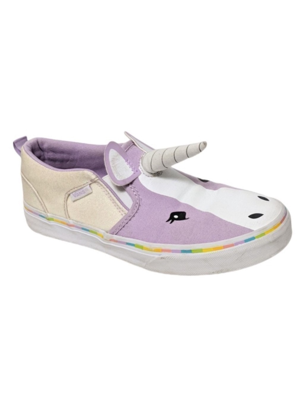 VANS Asher V Unicorn Pastel Rainbow Slip-On Sneakers 36.5